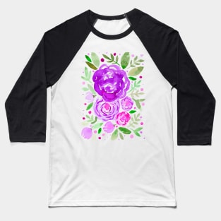 Watercolor roses bouquet - ultra violet and green Baseball T-Shirt